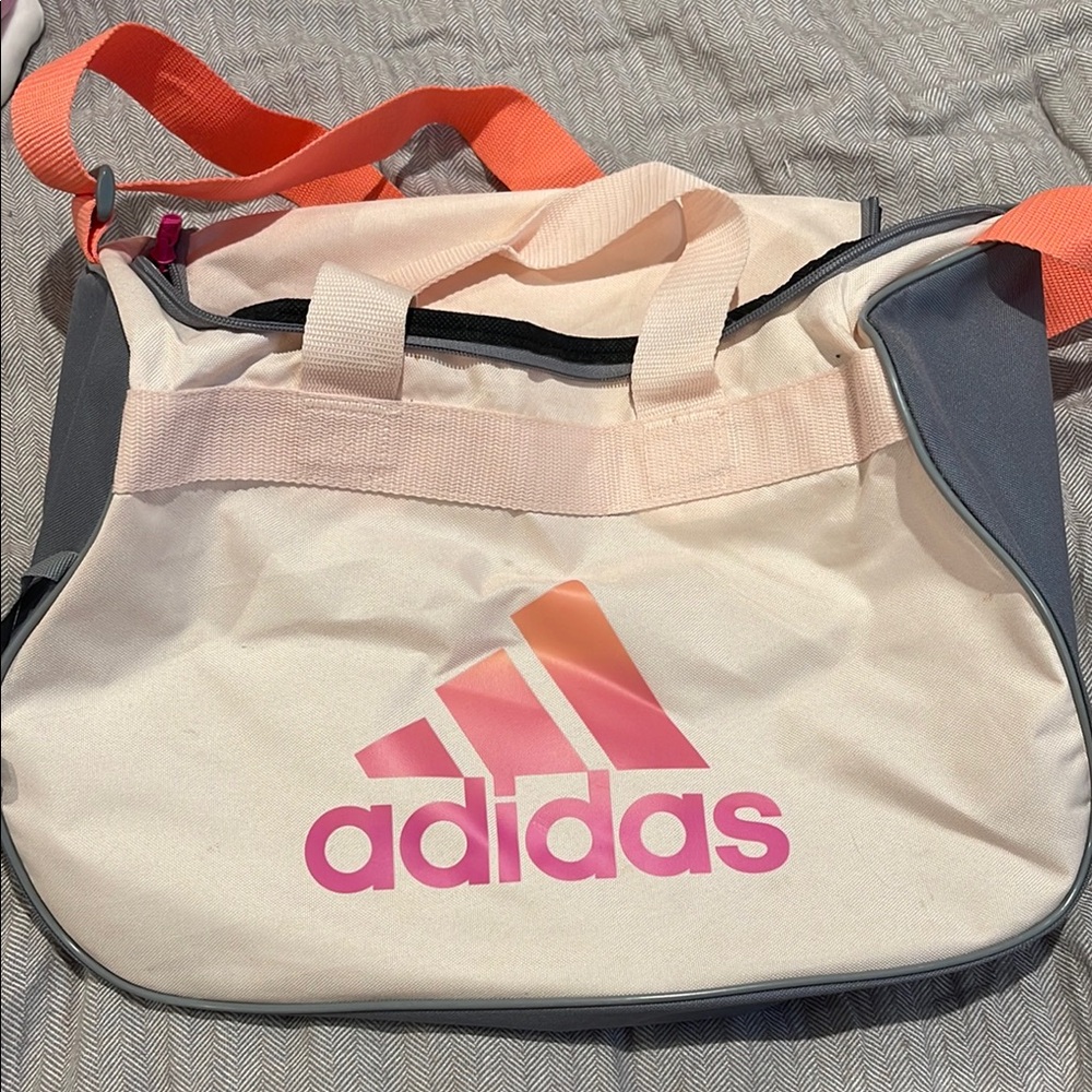 Adidas Cream and Pink Travel Bag with Sporty Design